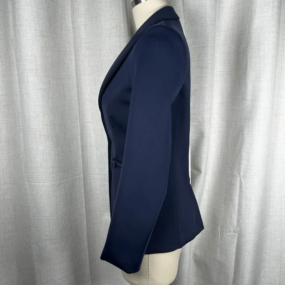 NEW! J.McLaughlin Scuba Knit Navy Blue Blazer Women's 6 Career On Button